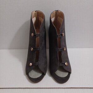 JOURNEE COLLECTION BRECKLIN ZIPPER BACK OPEN TOE STILETTO BOOTIE HEELS